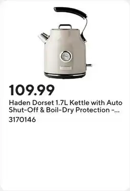 Staples Haden Dorset 1.7L Kettle with Auto Shut-Off & Boil-Dry Protection - Putty Beige offer