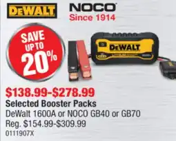 PartSource Selected Booster Packs DeWalt 1600A or NOCO GB40 or GB70 offer