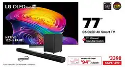 Visions Electronics LG OLED EVO AI 77 C6 OLED 4K Smart TV + 2.1-Channel Soundbar System offer