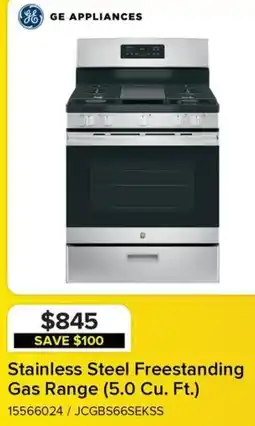 Leon's GE APPLIANCES Stainless Steel Freestanding Gas Range (5.0 Cu. Ft.) offer