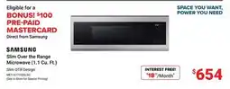 Visions Electronics SAMSUNG Slim Over The Range Microwave (1.1 Cu. Ft.) offer