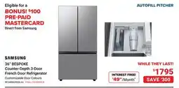 Visions Electronics SAMSUNG 36 BESPOKE Counter-Depth 3-Door French Door Refrigerator offer