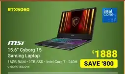 Visions Electronics 15.6 Cyborg 15 Gaming Laptop Msi offer