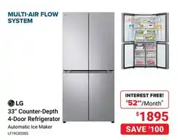 Visions Electronics LG 33 Counter-Depth 4-Door Refrigerator offer