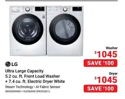Visions Electronics LG Ultra Large Capacity Front Load Washer + Electric Dryer offer