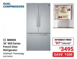 Visions Electronics BOSCH 36 800 Series French Door Refrigerator offer
