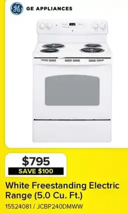 Leon's GE APPLIANCES White Freestanding Electric Range (5.0 Cu. Ft.) offer