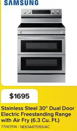 Leon's SAMSUNG Stainless Steel 30" Dual Door Electric Freestanding Range with Air Fry (6.3 Cu. Ft.) offer