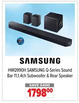 2001 Audio Video HWQ990H SAMSUNG Q-Series Sound Bar 11.1.4ch Subwoofer & Rear Speaker offer