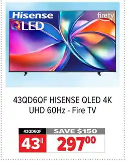 2001 Audio Video 43QD6QF HISENSE 43 QLED 4K UHD 60Hz - Fire TV offer