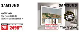 2001 Audio Video SAMSUNG 75 QN75LS03H The Frame QLED 4K Art Mode Vision AI Smart TV offer
