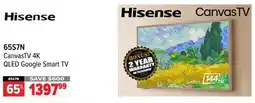 2001 Audio Video Hisense 65S7N CanvasTV 4K QLED Google Smart TV offer