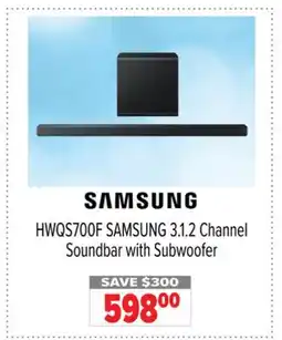 2001 Audio Video HWQS700F SAMSUNG 3.1.2 Channel Soundbar with Subwoofer offer