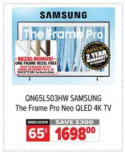 2001 Audio Video QN65LS03HW SAMSUNG 65 The Frame Pro Neo QLED 4K TV offer