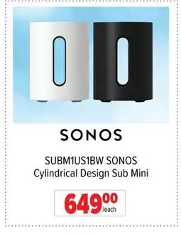 2001 Audio Video SUBM1US1BW SONOS Cylindrical Design Sub Mini offer