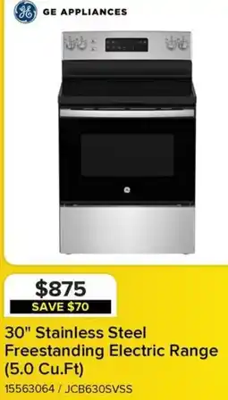 Leon's GE APPLIANCES 30" Stainless Steel Freestanding Electric Range (5.0 Cu.Ft) offer