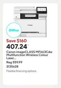 Staples Canon imageCLASS MF663Cdw Multifunction Wireless Colour Laser Printer - White offer