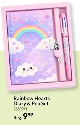 Party City Rainbow Hearts Diary & Pen Set offer