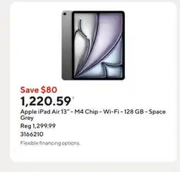Staples Apple iPad Air 13 - M4 Chip - Wi-Fi - 128 GB - Space Grey offer