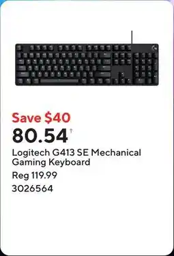Staples Logitech G413 SE Mechanical Gaming Keyboard offer