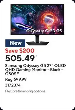 Staples Samsung Odyssey G5 27 OLED QHD Gaming Monitor - Black - G50SF offer