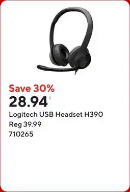 Staples Logitech USB Headset H390 offer