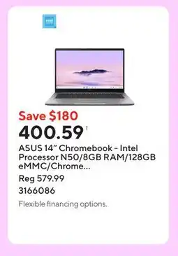 Staples ASUS 14 Chromebook - Intel Processor N50/8GB RAM/128GB eMMC/Chrome OS with 3 months of Google AI Pro offer