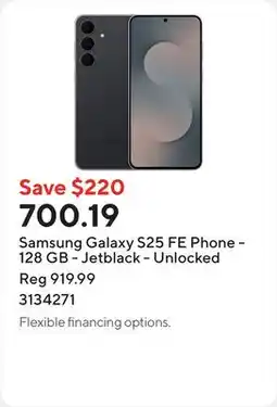 Staples Samsung Galaxy S25 FE Phone - 128 GB - Jetblack - Unlocked offer
