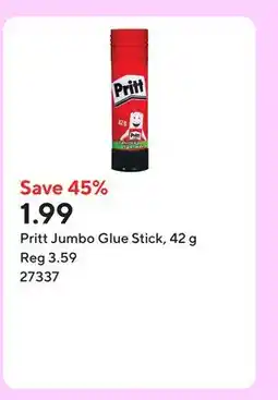 Staples Pritt Jumbo Glue Stick offer