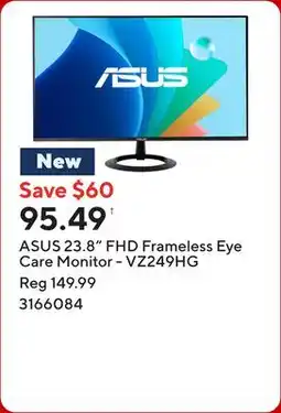Staples ASUS 23.8 FHD Frameless Eye Care Monitor - VZ249HG offer