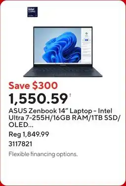 Staples ASUS Zenbook 14 Laptop - Intel Ultra 7-255H/16GB RAM/1TB SSD/OLED Touchscreen/Windows 11 Home offer