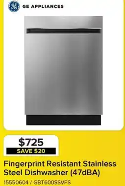 Leon's GE APPLIANCES Fingerprint Resistant Stainless Steel Dishwasher (47dBA) offer