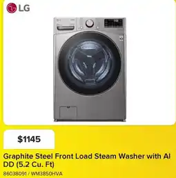 Leon's LG Graphite Steel Front Load Steam Washer with Al DD (5.2 Cu. Ft) offer