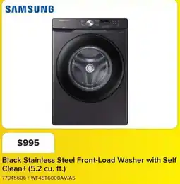 Leon's SAMSUNG Black Stainless Steel Front-Load Washer with Self Clean+ (5.2 cu. ft.) offer