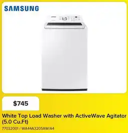 Leon's SAMSUNG White Top Load Washer with ActiveWave Agitator (5.0 Cu.Ft) offer