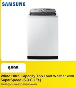 Leon's SAMSUNG White Ultra Capacity Top Load Washer with SuperSpeed (6.0 Cu.Ft.) offer