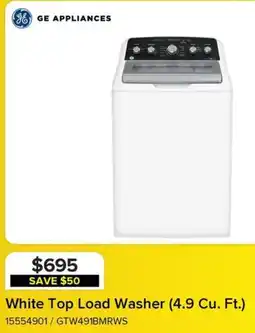 Leon's GE APPLIANCES White Top Load Washer (4.9 Cu. Ft.) offer