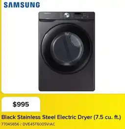 Leon's SAMSUNG Black Stainless Steel Electric Dryer (7.5 cu. ft.) offer