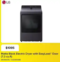Leon's LG Matte Black Electric Dryer with EasyLoad Door (7.3 cu.ft) offer