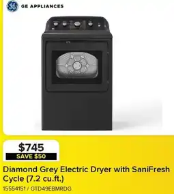 Leon's GE APPLIANCES Diamond Grey Electric Dryer with SaniFresh Cycle (7.2 cu.ft.) offer