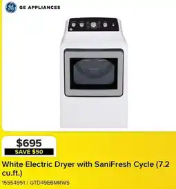 Leon's GE APPLIANCES White Electric Dryer with SaniFresh Cycle (7.2 cu.ft.) offer