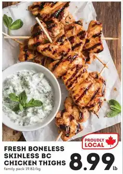 IGA Fresh boneless skinless bc chicken thighs offer