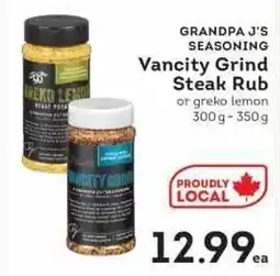 IGA Grandpa J's Seasoning Vancity Grind Steak Rub or Greko Lemon offer