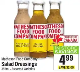 Commisso's Fresh Foods Matheson Food Company Salad Dressings offer
