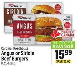 Commisso's Fresh Foods Cardinal Roadhouse Angus or Sirloin Beef Burgers offer