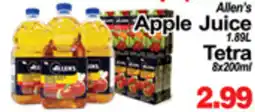 Greco's Fresh Market Allen's Apple Juice Tetra offer