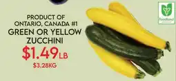 Fiesta Farms PRODUCT OF ONTARIO, CANADA #1 GREEN OR YELLOW ZUCCHINI offer