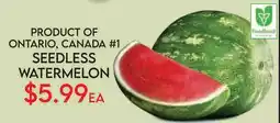 Fiesta Farms PRODUCT OF ONTARIO, CANADA #1 SEEDLESS WATERMELON offer