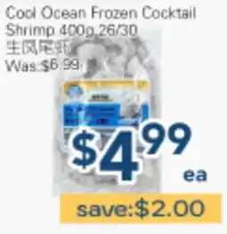 Oceans Fresh Food Market Cool Ocean Frozen Cocktail Shrimp 400g/26/30 offer