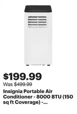Best Buy Insignia Portable Air Conditioner - 8000 BTU (150 sq ft Coverage) - Remote - White/Black offer